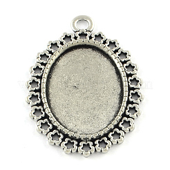 Tibetischer Stil oval Legierung Anhänger Fassungen TIBEP-Q045-007AS-RS