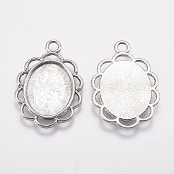 Tibetischen stil Anhänger Fassungen für Cabochons X-TIBEP-0584-S-FF