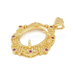 Blume Messing Micro Pave Zirkonia Anhänger Cabochon Einstellungen KK-U026-10G