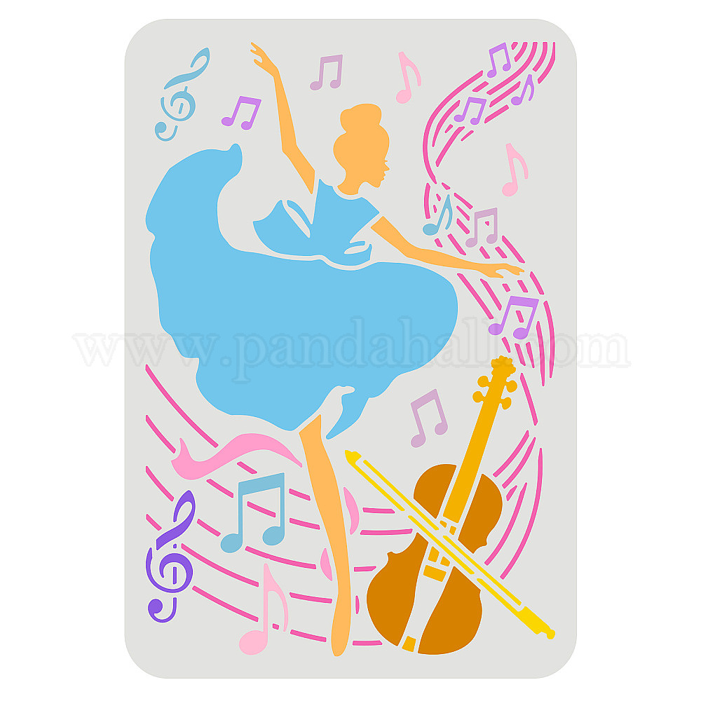 Wholesale Fingerinspire Ballet Girl Stencil Musical Note Violin Stencil