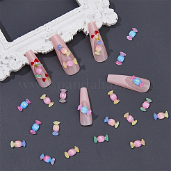 100 Stück 5 Farben durchscheinende Harz-Cabochons mit Goldfolie RESI-HY0001-24