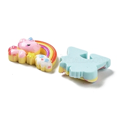 Einhorn Regenbogen Wolke undurchsichtige Harz Decoden Cabochons CRES-A057-03