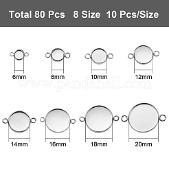 80 Stück 8 Stile 304 Edelstahl Cabochon Anschlussfassungen STAS-SZ0001-41P