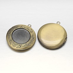 Rack-Beschichtung Messing-Medaillon-Anhänger Cabochon-Fassungen KK-N0096-06AB-FF