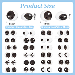 96 Stück 24 Stil Glaspuppenaugen Cabochons DIY-OC0011-83C