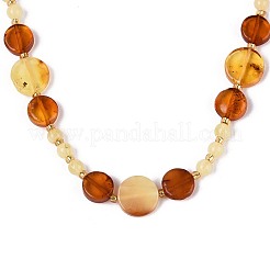 Ожерелья из натурального янтаря с плоскими круглыми и круглыми бусинами&nbsp;NJEW-T019-11