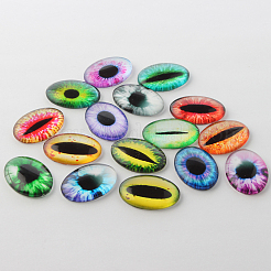 Drachenauge Thema Ornamente Glas ovale Flatback Cabochons GGLA-A003-18x25-WW