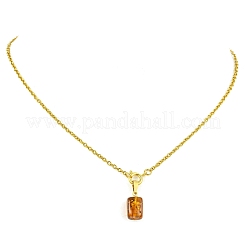 Кулон в форме куба из натурального янтаря&nbsp;NJEW-JN06064