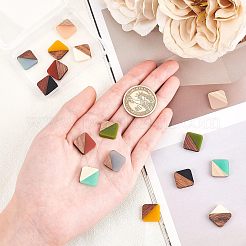 16 Stück Cabochons aus undurchsichtigem Harz und Walnussholz in zwei Farben RESI-OC0001-31