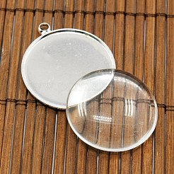 25mm transparent klar gewölbte Glas Cabochon Abdeckung für Messing Fotoanhänger Herstellung KK-X0021-NF