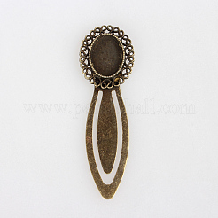 Tibetsilber Antik Bronze Farbe Eisen Lesezeichen mit Cabochon Fassungen X-PALLOY-N0084-15AB-NF