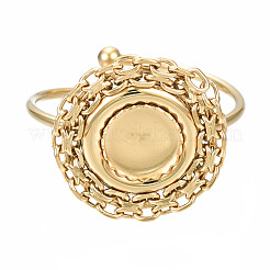Offener Manschettenfingerring aus Edelstahl 304 mit Cabochon-Fassungen STAS-T060-15G