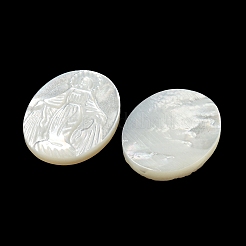Geschnitzte natürliche weiße Muschel-Cabochons SSHEL-N038-08C-02