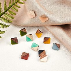 16 Stück Cabochons aus undurchsichtigem Harz und Walnussholz in zwei Farben RESI-OC0001-31