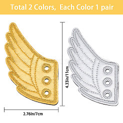 2 Paar 2 Farben Stoff mit Filz Rollschuh Schuh Charm Flügel DIY-GF0007-11