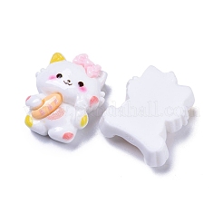 Undurchsichtige süße Katze mit Futter Harz Decoden Cabochons RESI-B024-09