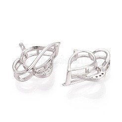 925 Sterling Silber Micro Pave klar Zirkonia Anhänger Krallen Cabochon Fassungen STER-N016-46P
