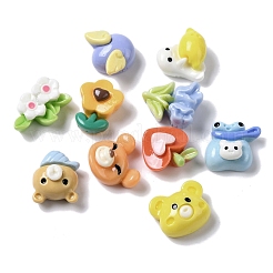 Bär/Blume/Herz undurchsichtige Decoden-Cabochons aus Harz CRES-P031-F