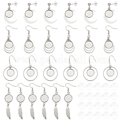 12 Paar 4 Stil 304 Edelstahl Ohrring Cabochon-Einstellungen EJEW-AB00032