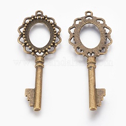 Tibetischen Stil offenen Rücken Anhänger Fassungen für Cabochons TIBEP-A22169-AB-FF