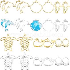 Olycraft 24pcs 12 Stil Legierung offene Rückseite Lünette Anhänger PALLOY-OC0002-92