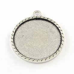 Tibetischen Stil Legierung flache runde Charms -Anhängers Fassungen für Strasssteine TIBEP-Q045-022AS-RS