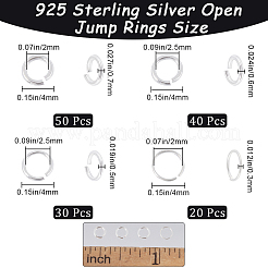 Creatcabin 140 Stück 4 Stile 925 Sterling Silber offene Biegeringe STER-CN0001-40