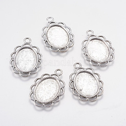 Tibetischen stil Anhänger Fassungen für Cabochons X-TIBEP-0584-S-FF
