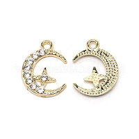 Маленькие подвески ручной работы из сплава луны и звезды со стразами&nbsp;PALLOY-WH0086-97