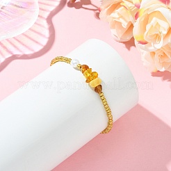 Эластичные браслеты для женщин из натурального янтаря&nbsp;BJEW-JB13829