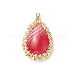 Подвески из натурального полосатого агата/полосатого окрашенного агата с обернутыми японскими семенами&nbsp;PALLOY-MZ00100