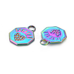 Подвеска цвета радуги 201 из нержавеющей стали со стразами STAS-S119-024