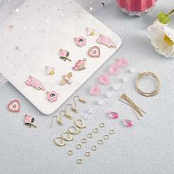 Наборы для изготовления розовых сережек своими руками&nbsp;DIY-SZ0008-71