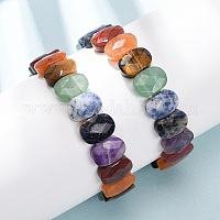 Браслеты из натуральных смешанных драгоценных камней с ограненными бусинами для женщин&nbsp;BJEW-K251-07K