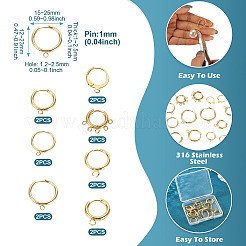 14 шт. 7 стиля фурнитуры для сережек-колец Huggie Hoop из нержавеющей стали 201/316&nbsp;STAS-TA0005-50