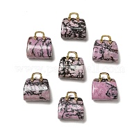 Подвески из латуни с натуральным родонитом&nbsp;KK-E274-01G-21