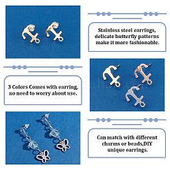 30 шт. 3 цвета 201 нержавеющая сталь фурнитура для сережек-гвоздиков STAS-DC0010-24