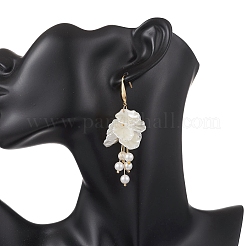 Серьги-подвески из латунного жемчуга «Петалин» EJEW-TA00776