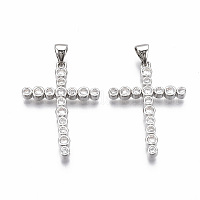 Латунные микропаве прозрачные подвески с фианитом&nbsp;KK-R133-009P-NF