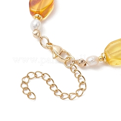 Браслеты для женщин из натурального янтаря и пресноводного жемчуга с градиентным цветом.&nbsp;BJEW-JB13551
