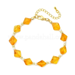 Браслеты из натурального янтаря и культивированного пресноводного жемчуга для женщин&nbsp;BJEW-JB13852