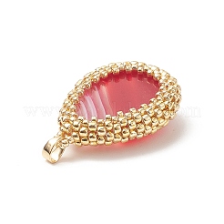 Подвески из натурального полосатого агата/полосатого окрашенного агата с обернутыми японскими семенами&nbsp;PALLOY-MZ00100