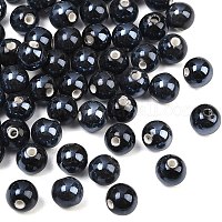 Круглые бусины из глазурованного фарфора&nbsp;PORC-S489-10mm-03