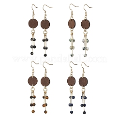 Натуральный камень смешанные болтающийся серьги&nbsp;EJEW-JE06987