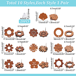 20 шт. 10 шт. фурнитура для сережек-гвоздиков из орехового дерева MAK-PH0004-32