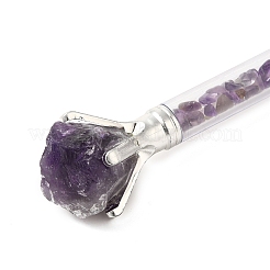 Необработанный натуральный аметистовый чип на верхней части шариковой ручки&nbsp;AJEW-G063-01F
