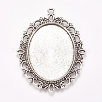 Античный стиль серебряный тон тибетский сеттинги кабошон овальный кулон&nbsp;X-TIBE-473-AS-NR