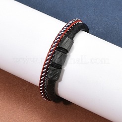 Плетеный кожаный многожильных браслеты&nbsp;BJEW-Z081-15EB