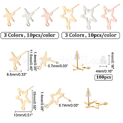 60 шт. 6 шт. фурнитура для сережек-гвоздиков из нержавеющей стали 201 STAS-DC0010-27