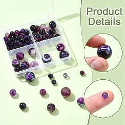 4 стиль натуральный полосатый агат/полосатый агат бусины нити&nbsp;G-YW0001-85